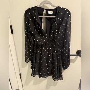 Lovers and Friends Hayley Dress Black with gold polka dots